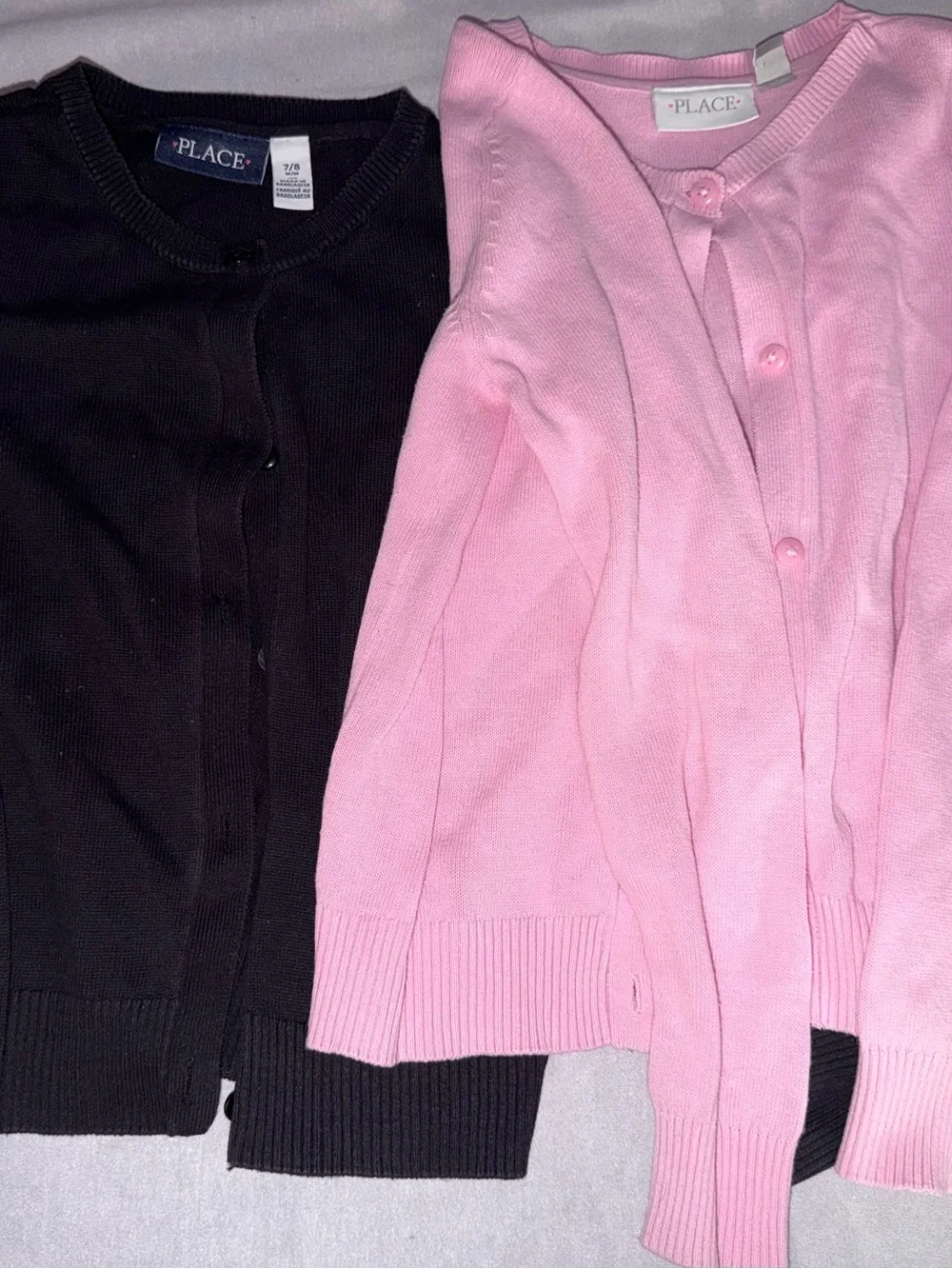 The Children's Place Girls' Crewneck Cardigan Sweater bundle - Pink & Black